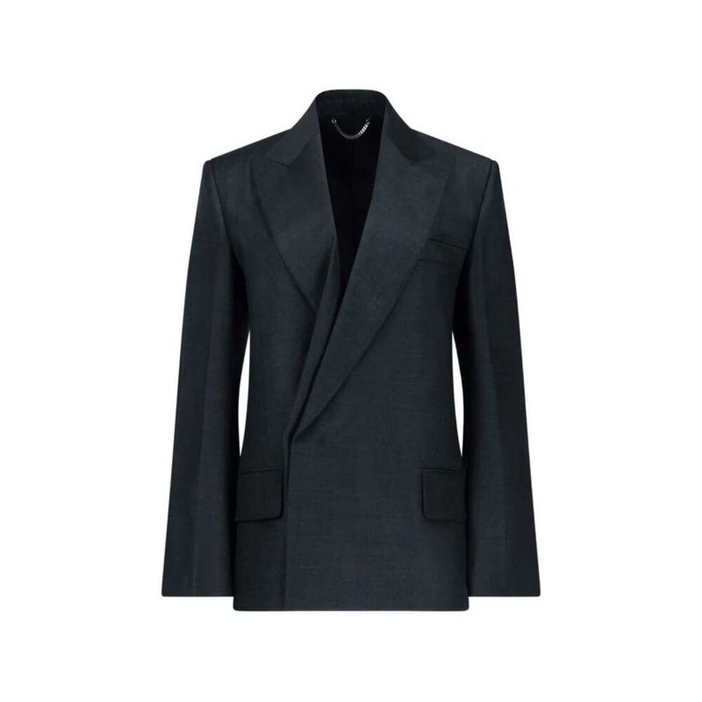 Victoria Beckham Women Petrol-Blue Blazer With Peak Lapels
